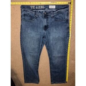 TK Axel Mens Slim Bootcut Jeans Medium Wash Blue 36x32 Embroidered Pocket T01-34